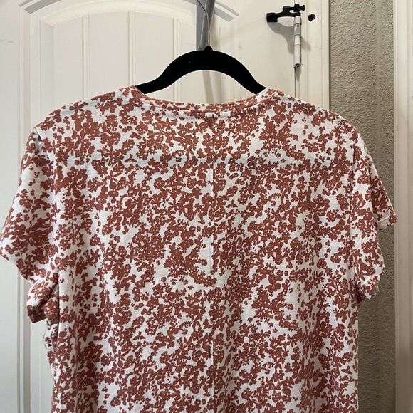 LC Lauren Conrad Floral Short Sleeve Top Boho Cottage Womens Size XL Pink Rust - Picture 6 of 8